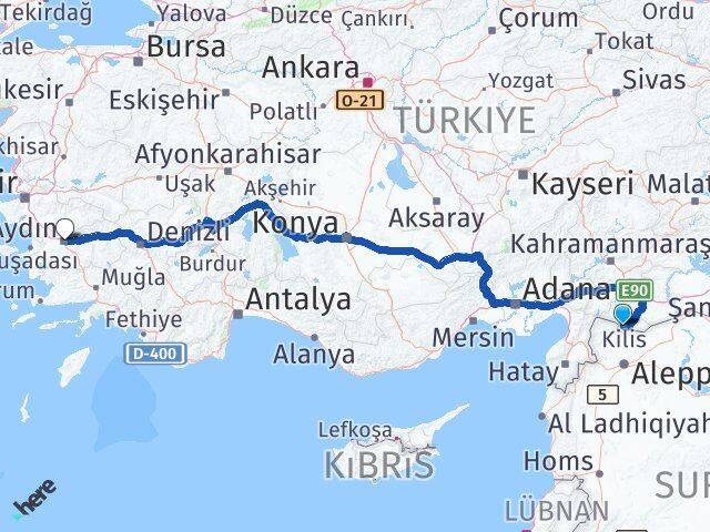 Kilis Efeler Aydın Arası Kaç Km - Yol Haritası