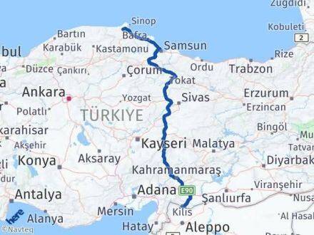 Kilis Erfelek Sinop Arası Kaç Km - Yol Haritası