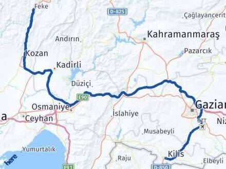 Kilis Feke Adana Arası Kaç Km - Yol Haritası