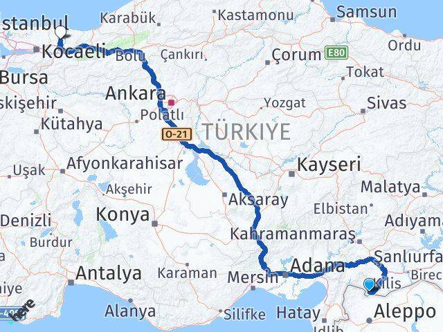 Kilis Ferizli Sakarya Arası Kaç Km - Yol Haritası