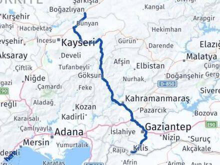 Kilis Gemerek Sivas Arası Kaç Km - Yol Haritası