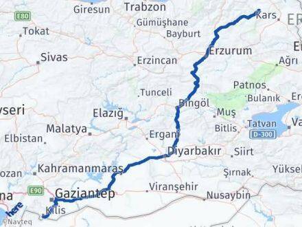 Kilis Göle Ardahan Arası Kaç Km - Yol Haritası