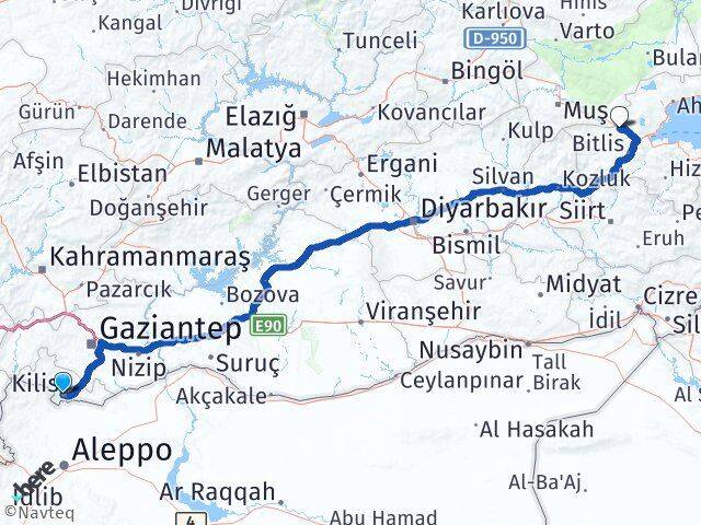 Kilis Güroymak Bitlis Arası Kaç Km - Yol Haritası