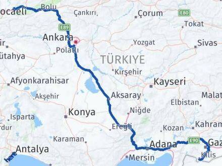 Kilis Hendek Sakarya Arası Kaç Km - Yol Haritası