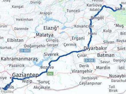 Kilis Hınıs Erzurum Arası Kaç Km - Yol Haritası