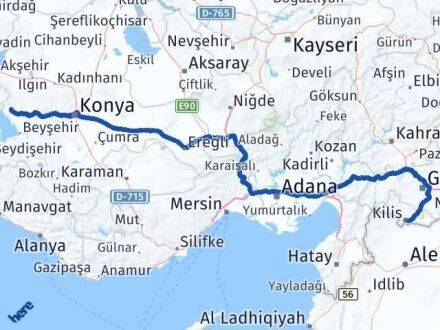Kilis Hüyük Konya Arası Kaç Km - Yol Haritası