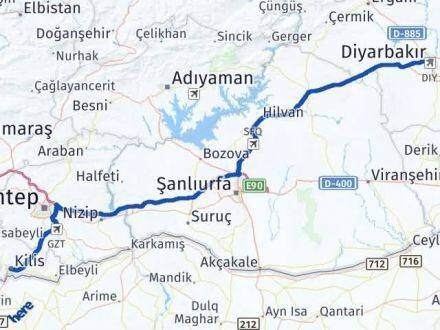 Kilis Kayapınar Diyarbakır Arası Kaç Km - Yol Haritası