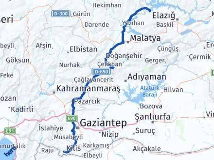 Kilis Keban Elazığ Arası Kaç Km - Yol Haritası