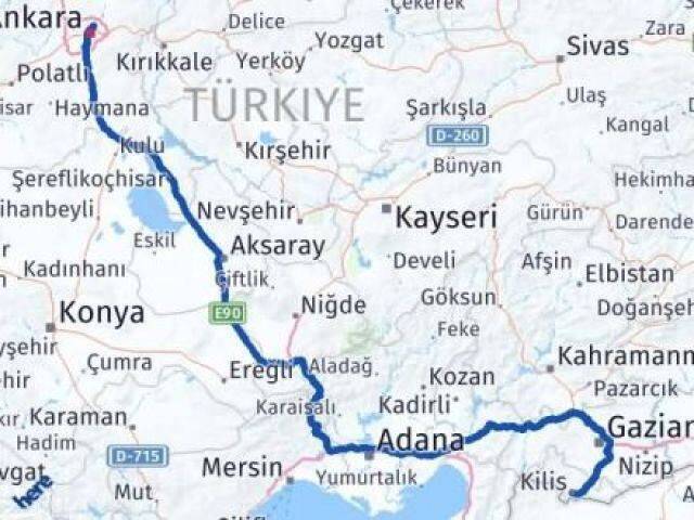 Kilis Keçiören Ankara Arası Kaç Km - Yol Haritası