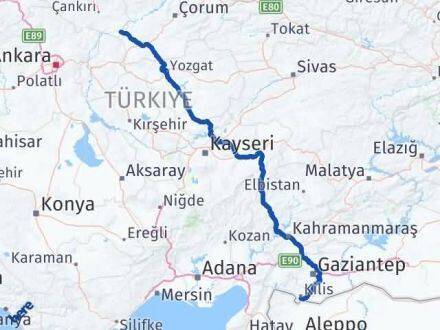 Kilis Kızılırmak Çankırı Arası Kaç Km - Yol Haritası
