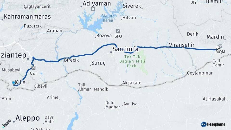 Kilis Kızıltepe Mardin Arası Kaç Km - Yol Haritası