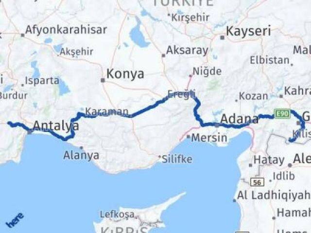 Kilis Korkuteli Antalya Arası Kaç Km - Yol Haritası