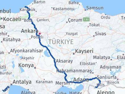 Kilis Kozlu Zonguldak Arası Kaç Km - Yol Haritası