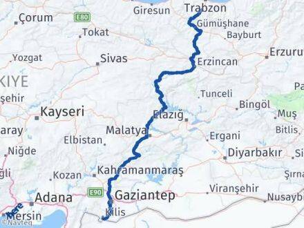 Kilis Maçka Trabzon Arası Kaç Km - Yol Haritası