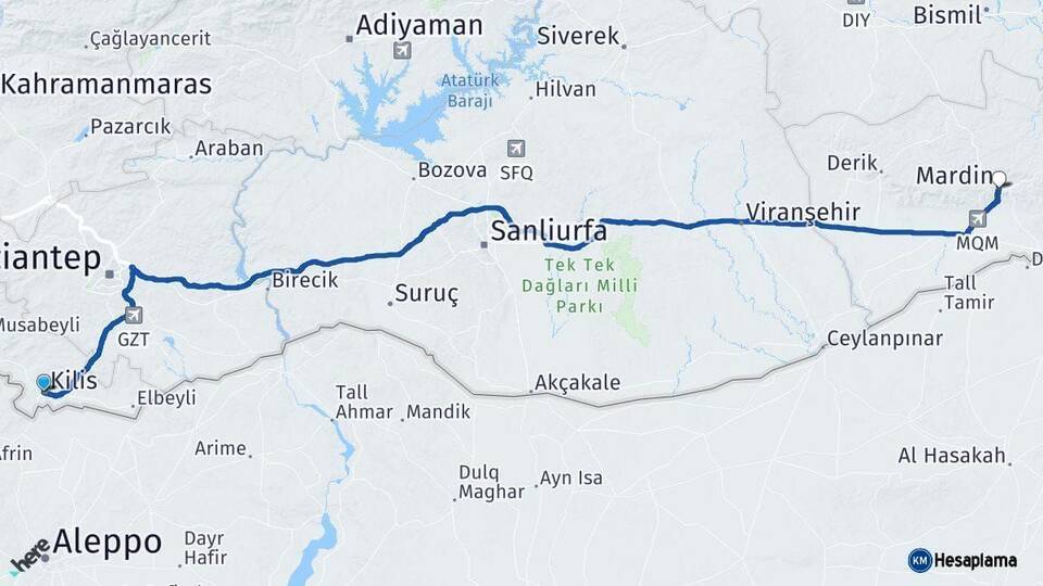 Kilis Mardin Arası Kaç Km - Yol Haritası