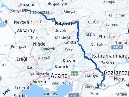 Kilis Mucur Kırşehir Arası Kaç Km - Yol Haritası