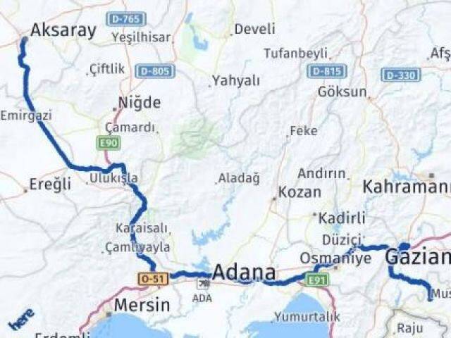 Kilis Musabeyli Aksaray Arası Kaç Km - Yol Haritası