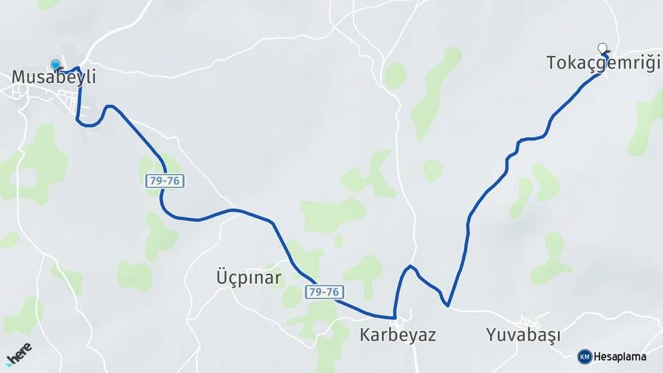 Kilis Musabeyli Tokaçgemriği Musabeyli Arası Kaç Km - Yol Haritası