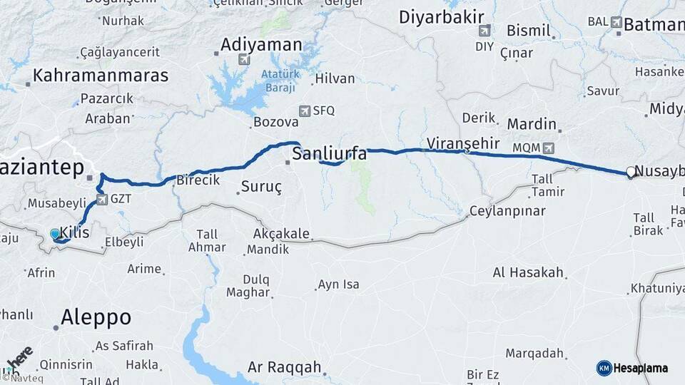 Kilis Nusaybin Mardin Arası Kaç Km - Yol Haritası