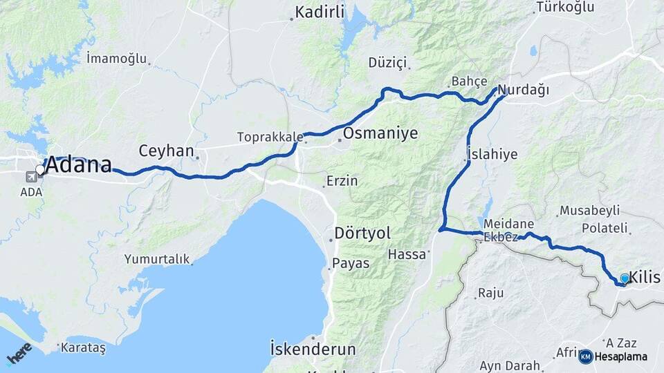 Kilis Öncü Pınar Arası Kaç Km - Yol Haritası