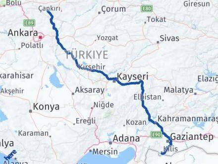Kilis Orta Çankırı Arası Kaç Km - Yol Haritası