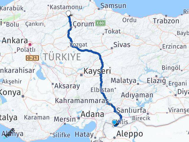 Kilis Osmancık Çorum Arası Kaç Km - Yol Haritası