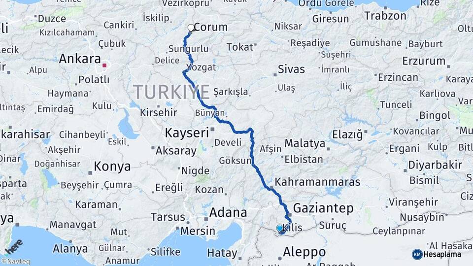 Kilis Oylum Arası Kaç Km - Yol Haritası