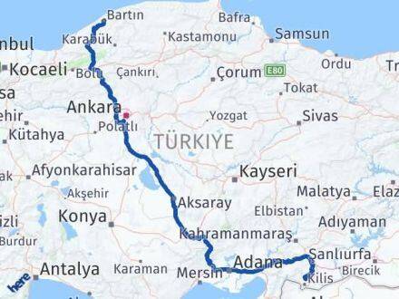 Kilis Polateli Bartın Arası Kaç Km - Yol Haritası