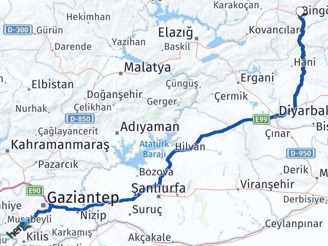 Polateli Bingöl Arası Kaç Km - Yol Tarifi