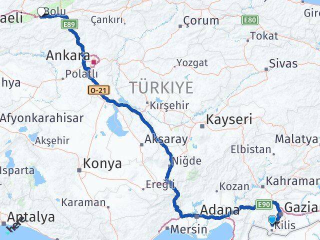 Polateli Bolu Arası Kaç Km - Yol Tarifi