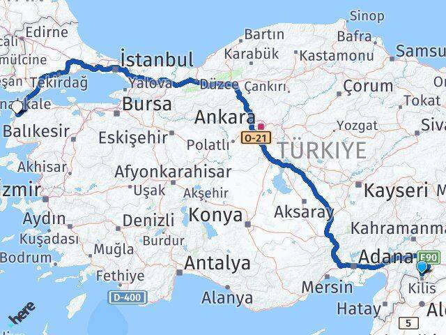 Polateli Çanakkale Arası Kaç Km - Yol Tarifi