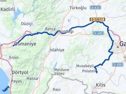 Kilis Polateli Osmaniye Arası Kaç Km - Yol Haritası
