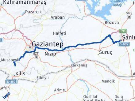 Kilis Polateli Şanlıurfa Arası Kaç Km - Yol Haritası