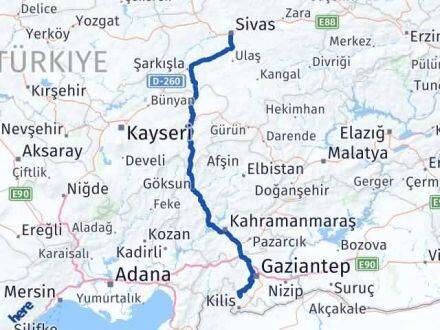 Kilis Polateli Sivas Arası Kaç Km - Yol Haritası