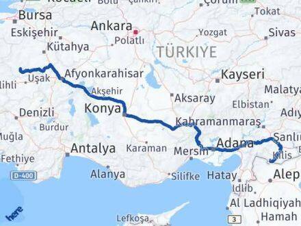 Kilis Şaphane Kütahya Arası Kaç Km - Yol Haritası
