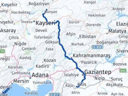 Kilis Sarıoğlan Kayseri Arası Kaç Km - Yol Haritası