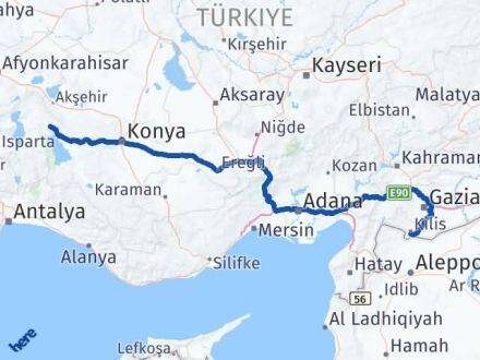 Kilis Şarkikaraağaç Isparta Arası Kaç Km - Yol Haritası