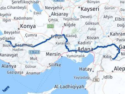 Kilis Seydişehir Konya Arası Kaç Km - Yol Haritası