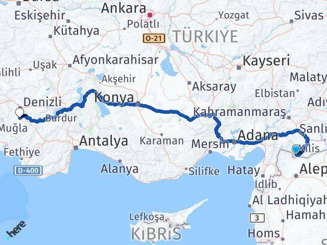 Kilis Tavas Denizli Arası Kaç Km - Yol Haritası