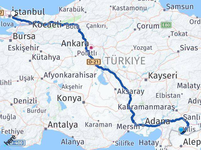 Kilis Ümraniye İstanbul Arası Kaç Km - Yol Haritası