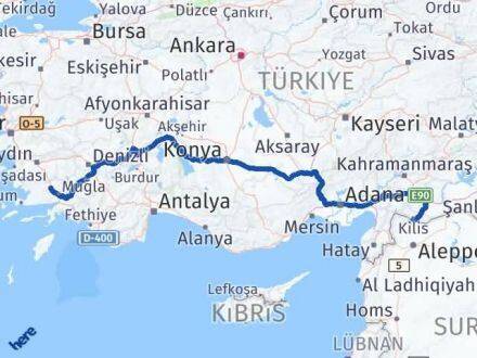 Kilis Yatağan Muğla Arası Kaç Km - Yol Haritası