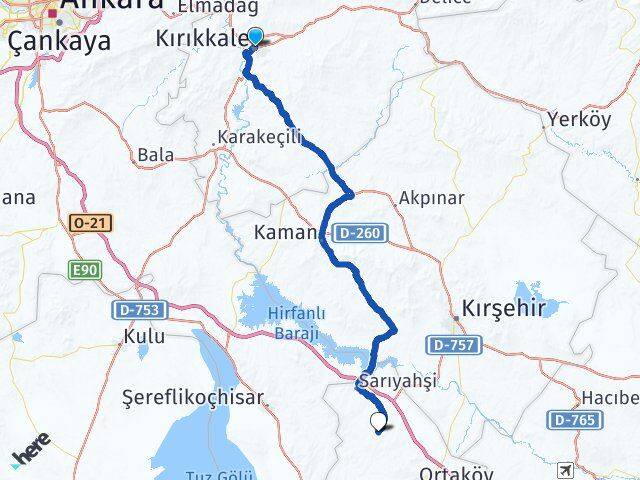 Kırıkkale Ağaçören Aksaray Arası Kaç Km - Yol Haritası