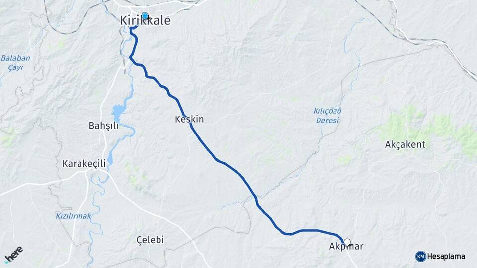 Kırıkkale Akpınar Kırşehir Arası Kaç Km - Yol Haritası