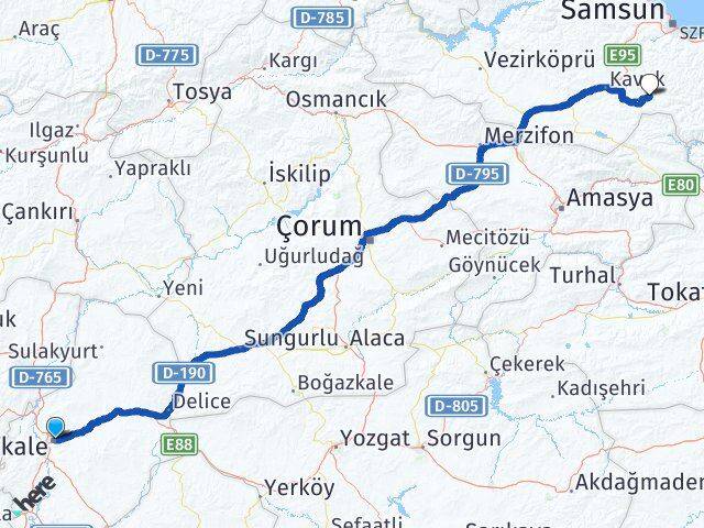 Kırıkkale Asarcık Samsun Arası Kaç Km - Yol Haritası