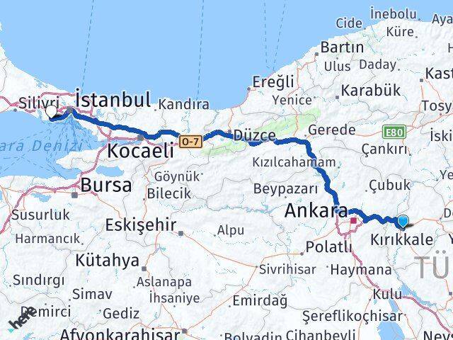 Kırıkkale Avcılar İstanbul Arası Kaç Km - Yol Haritası
