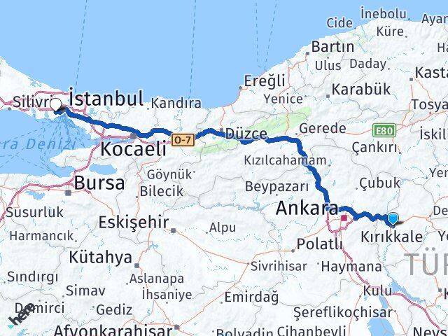 Kırıkkale Bağcılar İstanbul Arası Kaç Km - Yol Haritası