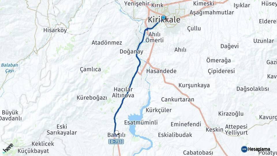Kırıkkale Bahşili Arası Kaç Km - Yol Haritası