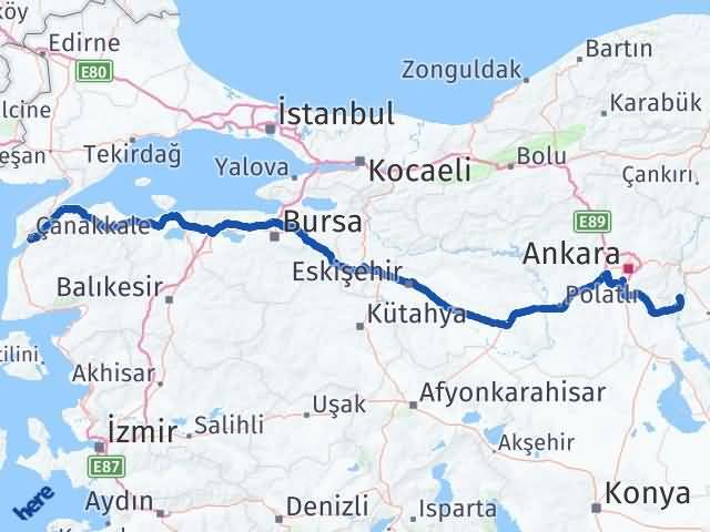 Kırıkkale Bahşili Çanakkale Arası Kaç Km - Yol Haritası