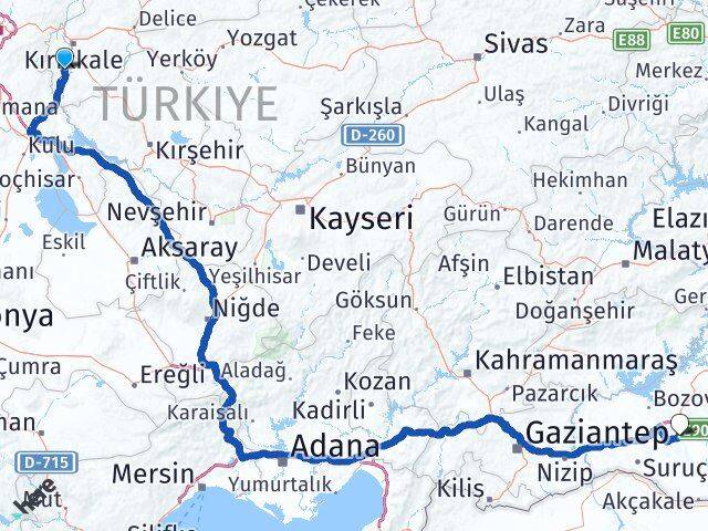 Kırıkkale Bahşili Şanlıurfa Arası Kaç Km - Yol Haritası