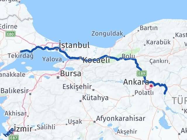 Kırıkkale Bahşili Tekirdağ Arası Kaç Km - Yol Haritası